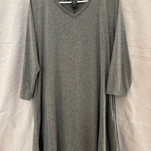 Gray V-Neck Tunic Top